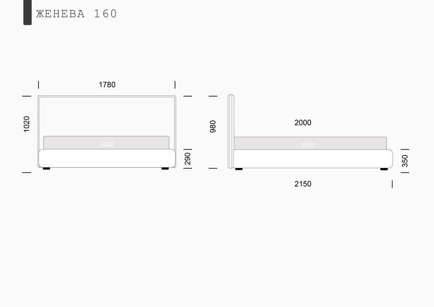 Ліжко ЖЕНЕВА 160 geneva-160-eurosof фото